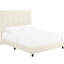 Lit beige moderne avec structure solide et tête de lit rembourrée de grande taille