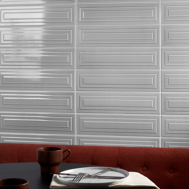Radiant Framed 4.43'' W x 17.62'' L Crackled Ceramic Subway Wall Tile (7.08 Sq. Ft. / Case), Gray