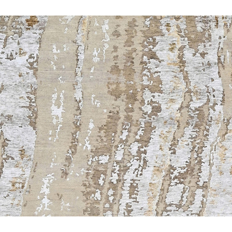 Hand Knotted Area Rug in Beige/Gold, Rectangle 4' x 6'