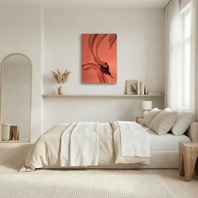 Female Dancer Leaping With Sheer Flowing Fabric On Pink Canvas Wall Art