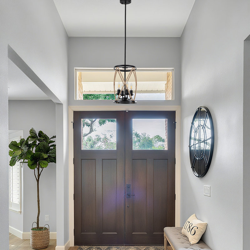 4-Light Industrial Hemp Rope Pendant Light