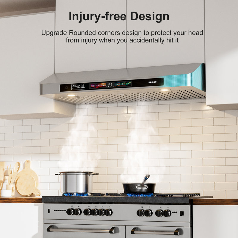 36 Inch Under Cabinet Range Hood 900 Cfm Stainless Steel Stove Hood With Voice/gesture/touch Control, Silver
