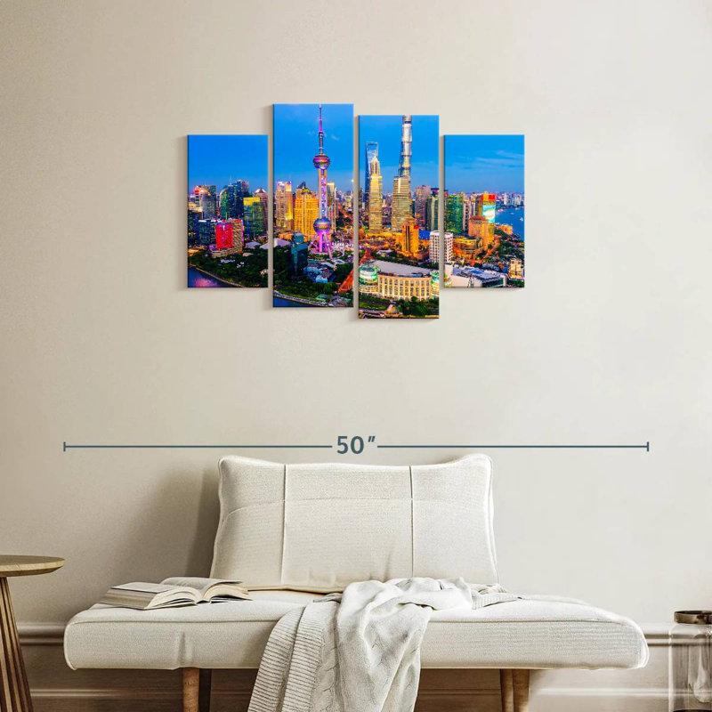 Shanghai twilight skyline Sireci, 22" H x 36" W
