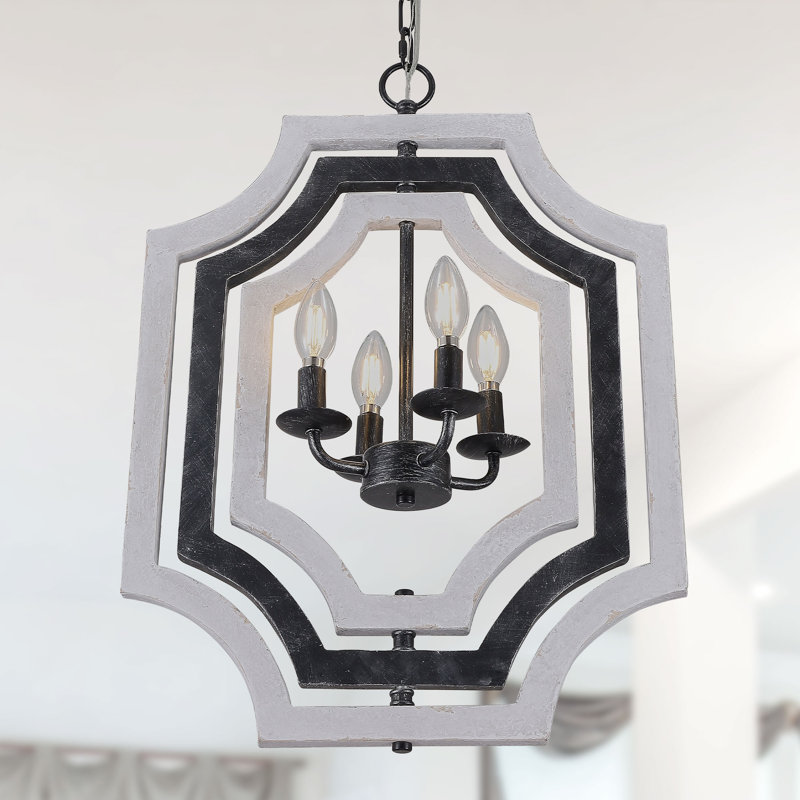 Lustre géométrique 4 lumières Aurore, Blanc