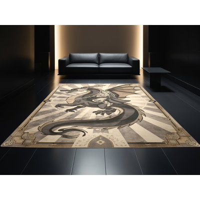 Tapis moelleux moelleux et moelleux à motif de dauphins Dragon Rider Warrior