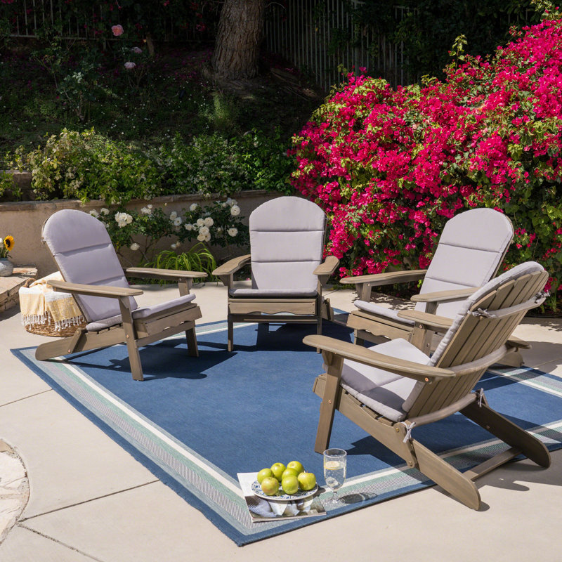 Matthias Foldable Outdoor Adirondack Set, Gray/Gray