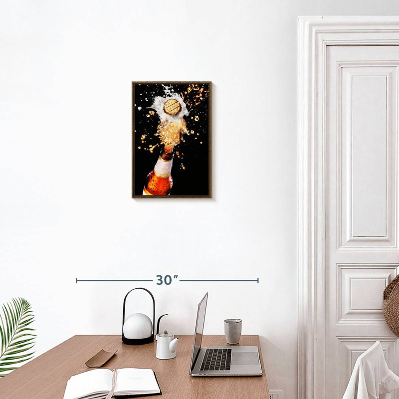 Beer Bottle Cap Pop, Floating Frame Walnut, 13" x 19"