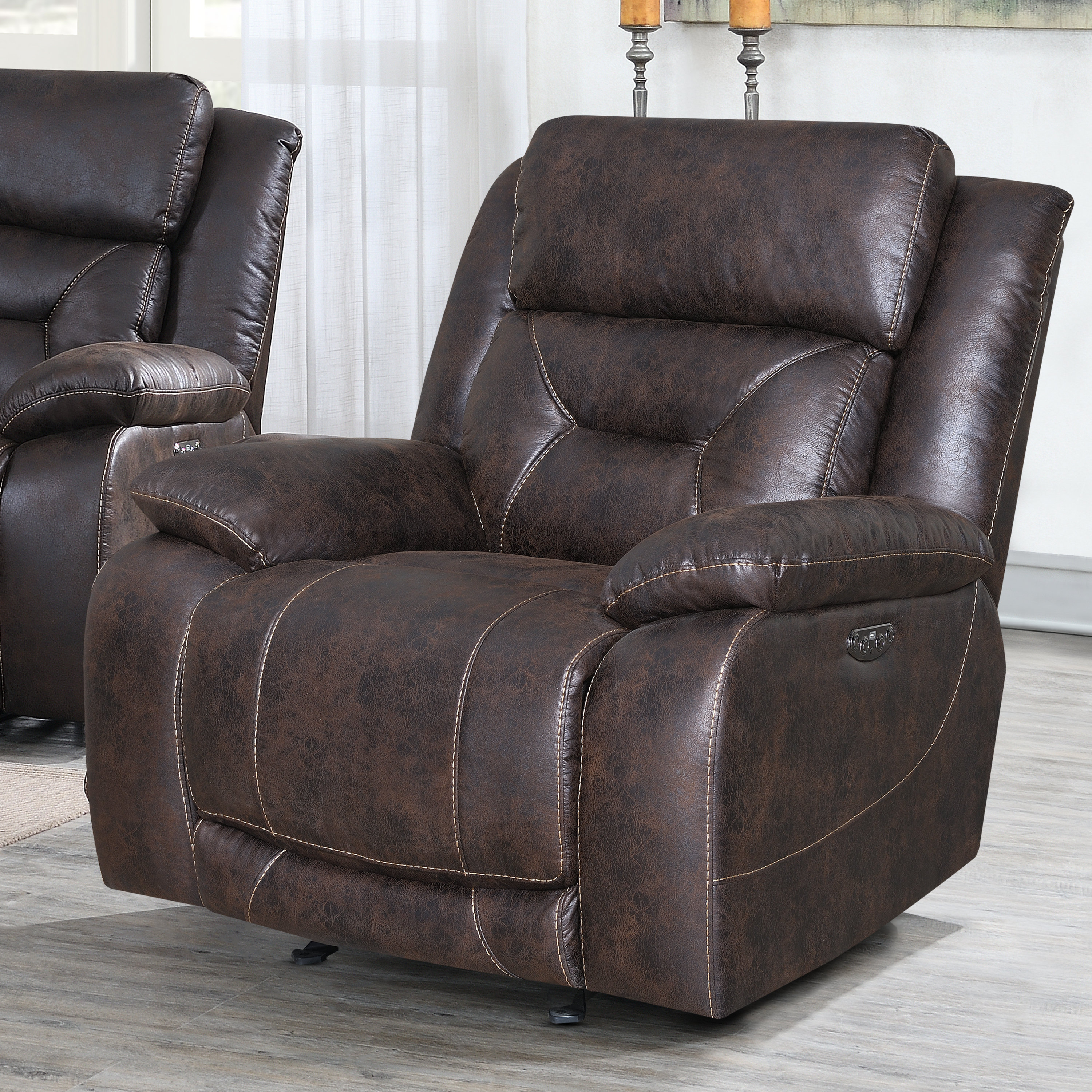 Faux leather power deals recliner