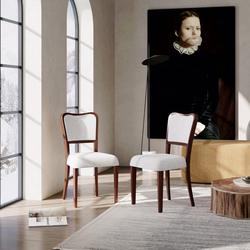 Upholstered Dining Chairs  with Curved Lines