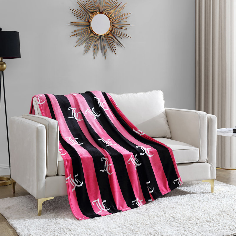  Juicy Couture Cabana Plush Blankets, Hot Pink, Throw