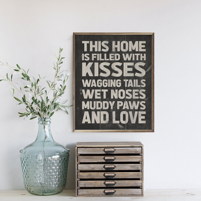 Kisses Wagging Tails Wet Nose Muddy Paws - noir, H 40 po x l 32 po