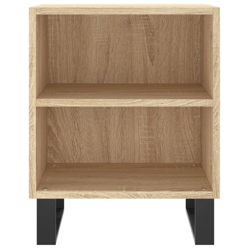 Mariacecilia 40cm W Iron Bedside Table, Sonoma Oak, Set of 2