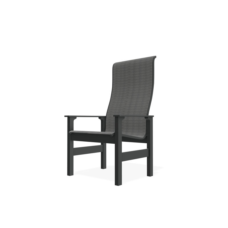 Leeward Sling Marine Grade Polymer Supreme Arm Chair, Smoke, Graphite