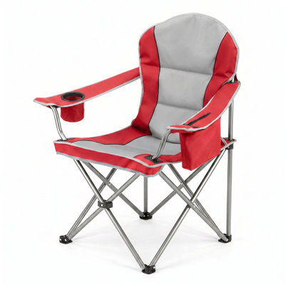  Oversized Folding Camping Chair, Heavy Duty Outdoor Chair with Cup Holder Storage and Cooler Bag, 500 LBS, Portable for Outdoor beach Picnic
