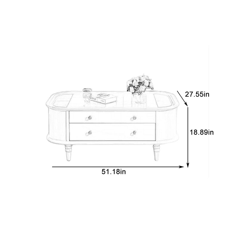 Table basse blanc crème, H 18,89 po x L 51,18 po x l 27,55 po