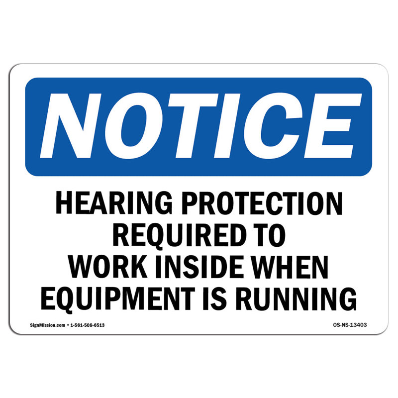 Hearing Protection Required to Work Inside Sign