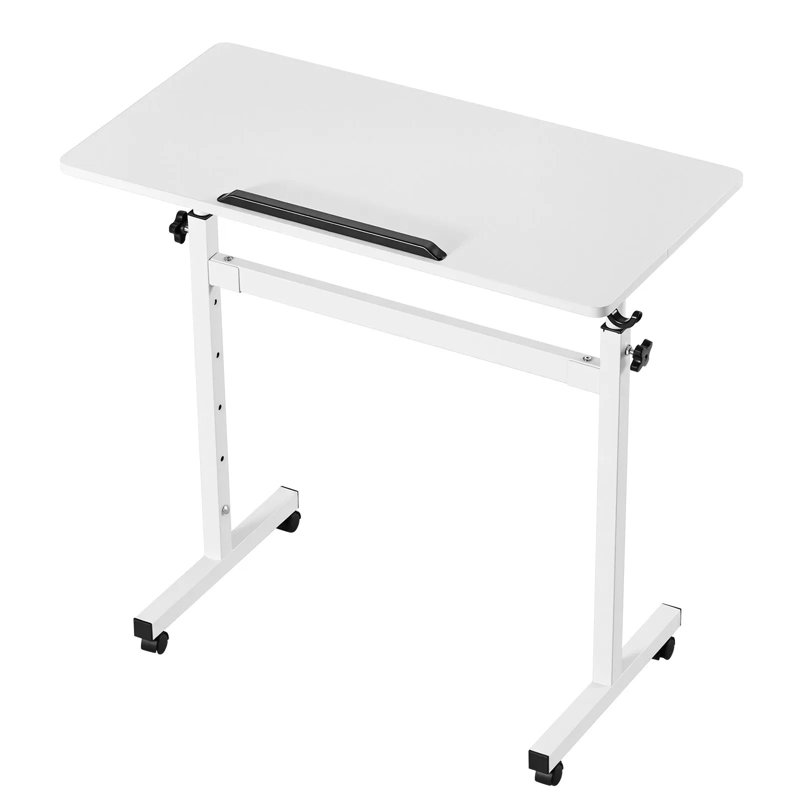 Bureau debout, bureau mobile inclinable sur 360 ° à hauteur réglable, petit poste de travail sur roulettes 32 x 16 po avec crochet, roulettes verrouillables, capacité de 55,1 lb pour le bureau personnel