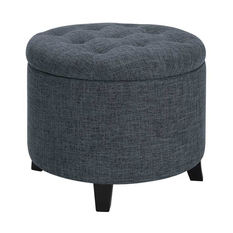 Avers Upholstered Ottoman, Stormy Gray Fabric 