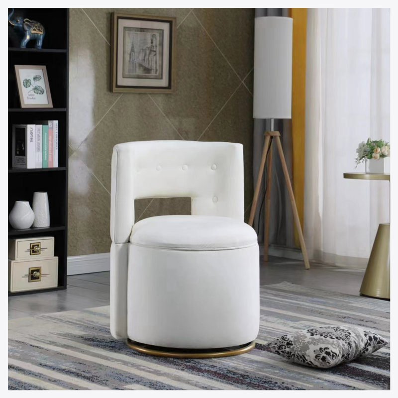 Chaeli Velvet Swivel Barrel Chair, Velvet Beige