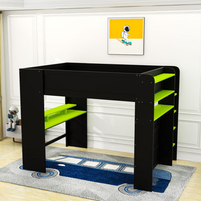 Full Size Loft Bed With Desk And RGB Lighting