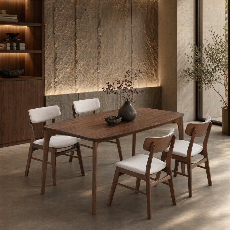 Aspen 4-Piece Wood Dining Room Set With Upholstered Chairs, Brown, 4