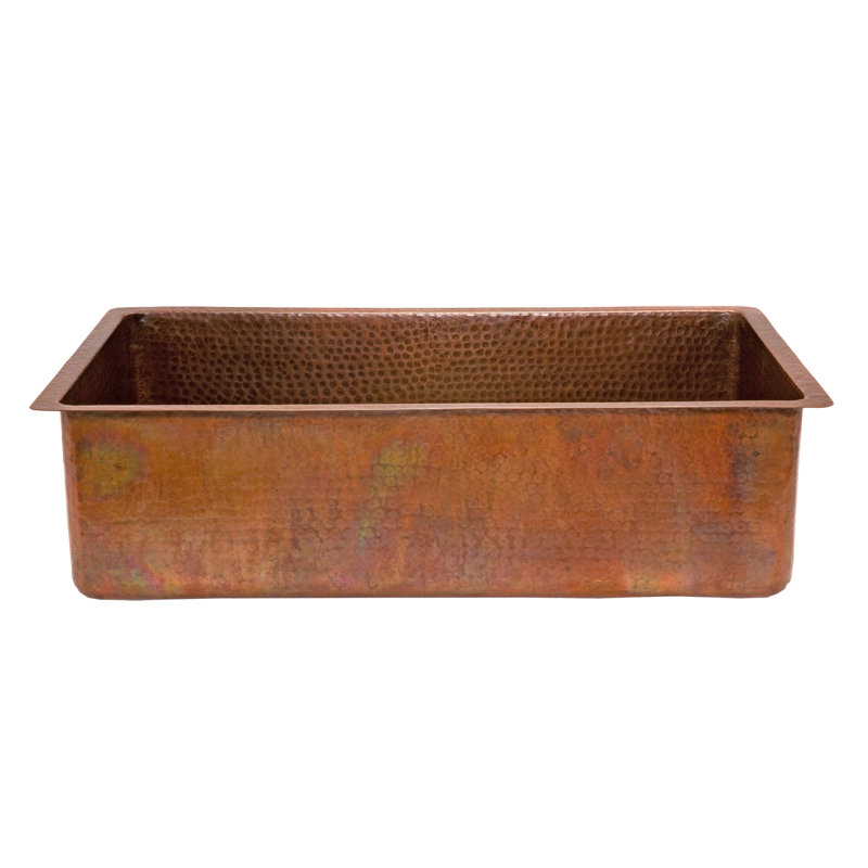 Évier de cuisine 33 "à simple cuve martelé, Antique Copper