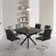 Ensemble de salle à manger contemporain extensible avec chaises rembourrées, sièges 6 à 8, panneau de fibres à densité moyenne noir mat et métal