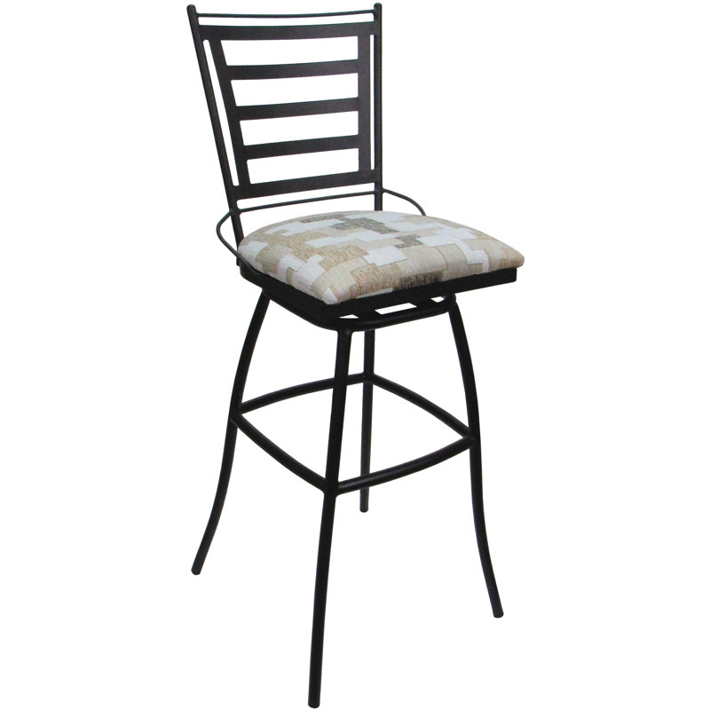 Tabouret de comptoir d'extérieur d'intérieur 26 po - sans accoudoirs, Blanc/Brun clair, Noir, 30"