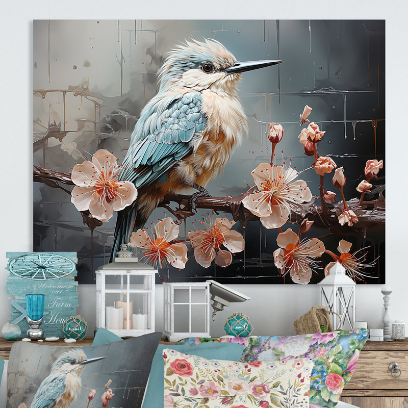Colibri bleu dansant - Art mural en métal avec colibri, MT134598, H 24 po x l 32 po x P 1 po