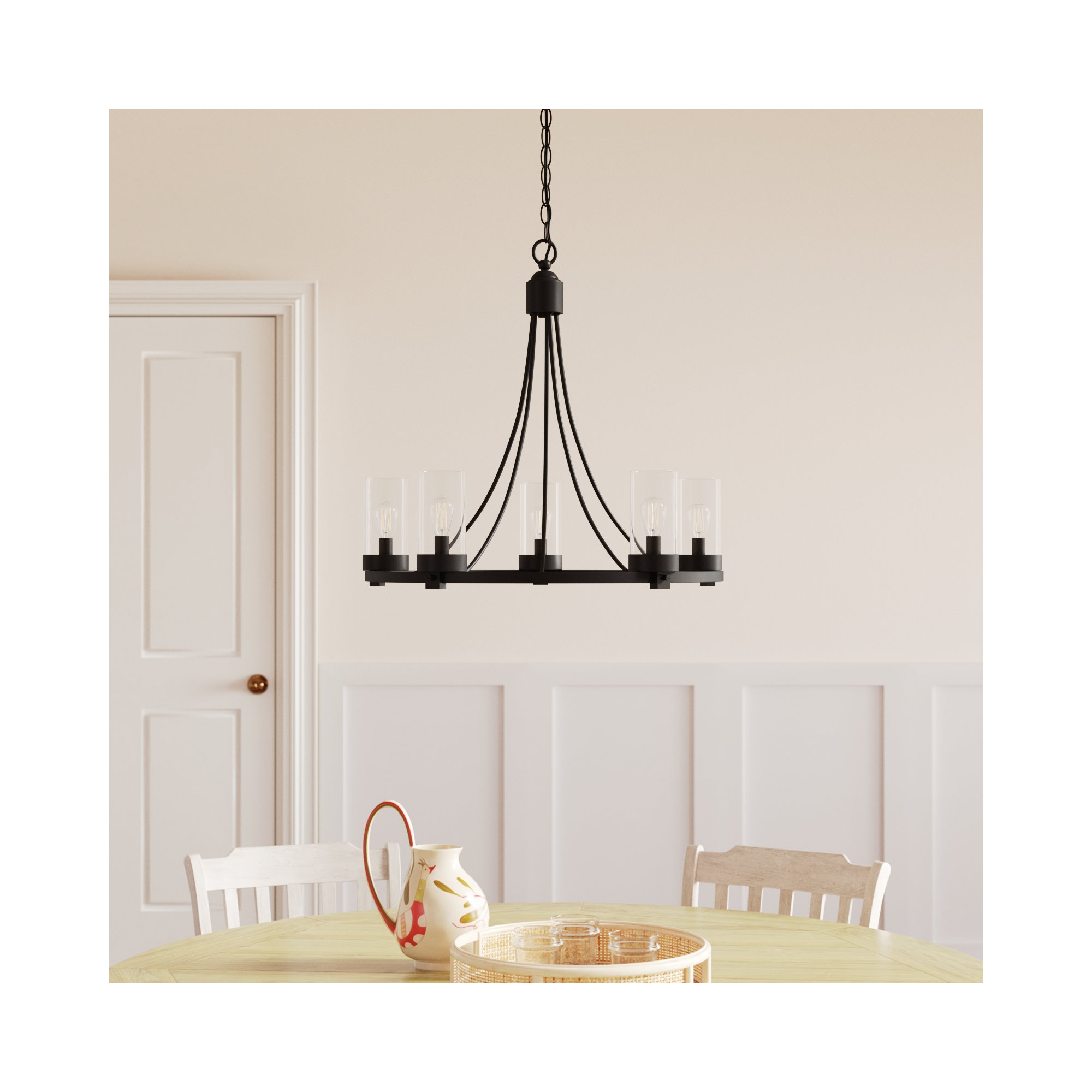Laurie 5 - Light Metal Dimmable Chandelier, Matte Black