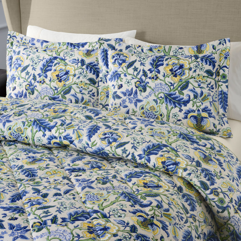 Regency Floral Sham, King, Blue