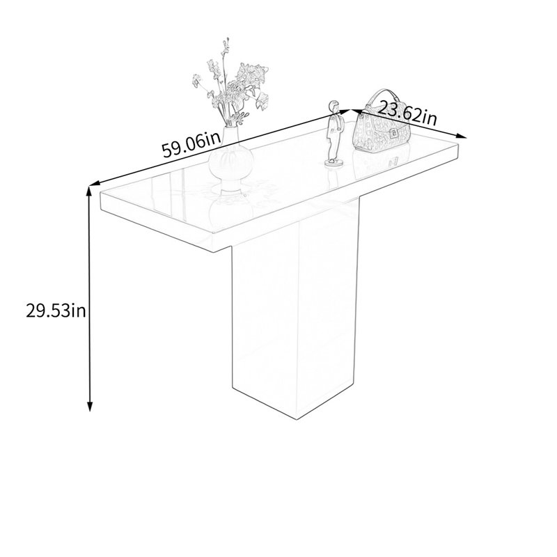 Table de présentation rouge moderne, H 29,53 po x l 59,06 po x P 23,62 po