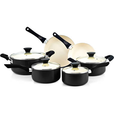 Bergner Prochef by Bergner - 10 Pc Non Stick Cast Aluminum Pots and Pans  Cookware Set with Vented Glass Lids
