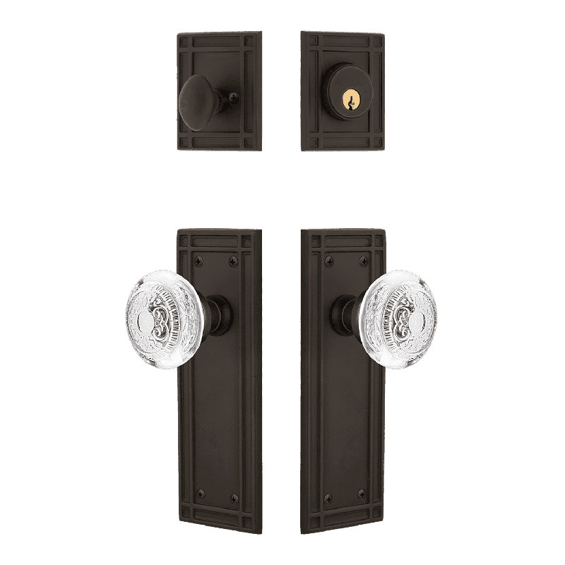 Nostalgic Warehouse Mission Entry Set with Crystal Egg & Dart Knob, 2.75, Oil-Rubbed Bronze