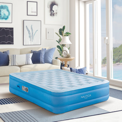 Nautica SupportAire Inflatable Air Mattress with Anti-Leak Built-in Pump, Puncture Resistant Vinyl