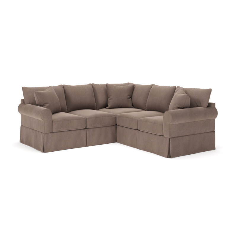Amari Slipcovered L-Sectional, Left Hand Facing, Bella Cocoa Performance Velvet