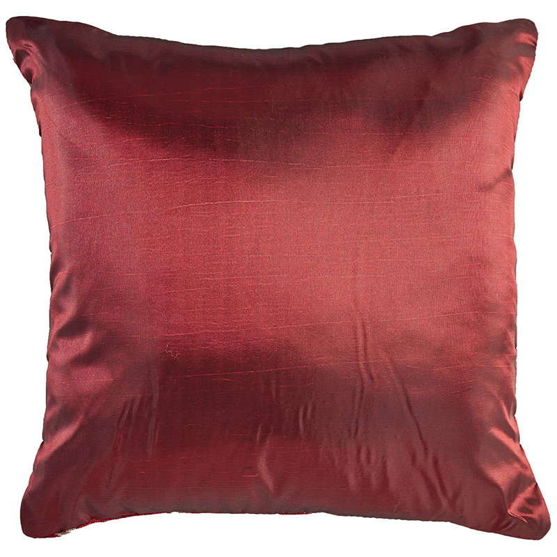 Burgundy Floral Polyester 18" x 18" Decorative Throw Pillow