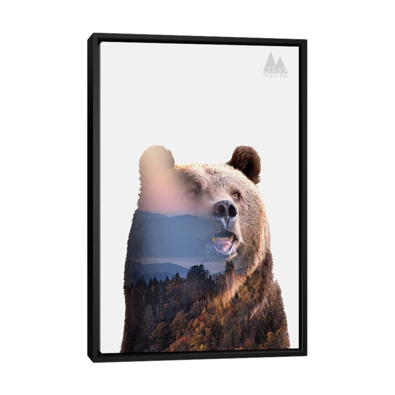 « bear », impression sur toile, H 26 po x l 18 po x P 1,5 po, Toile avec cadre noir, Pas de tapis