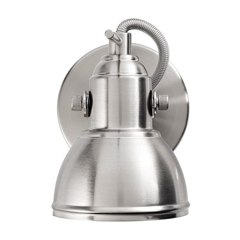 Lentz Unique Industrial Designed Switched Wall Spot Light, Satin Nickel