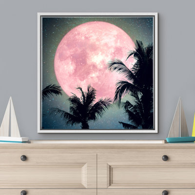 " Pink Moon Glows Behind Palm Trees "