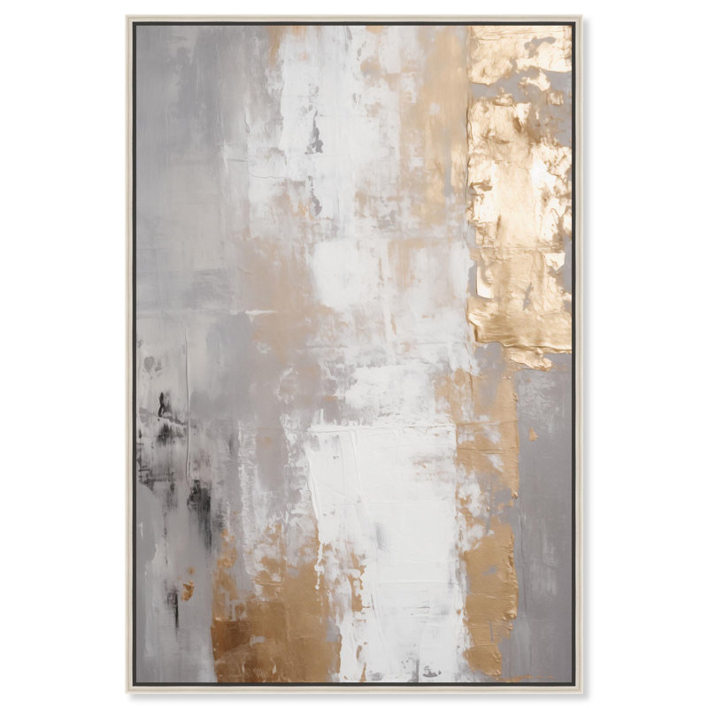 Toile Reminiscence III tissée par Art Remedy, H 16 po x l 11 po, Argent argent, Floater Frame