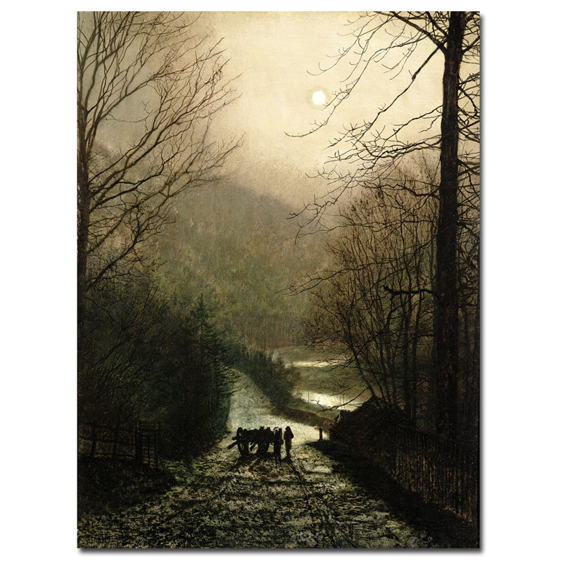"The Timber Waggon" by John Atkinson Grimshaw Painting Print on Canvas, 24" H x 18 W x 2" D