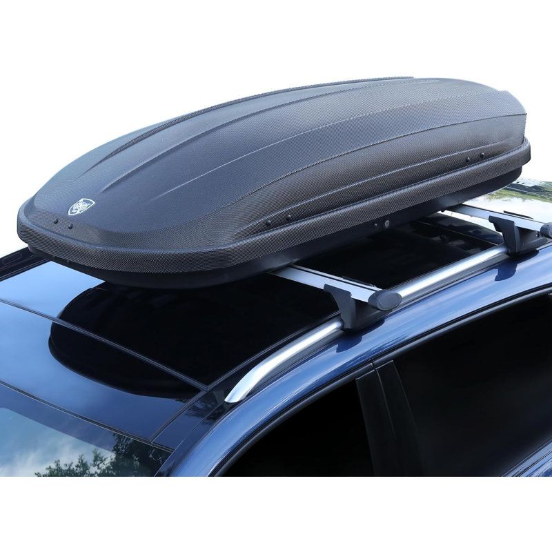 340 L 54 INCH Black 12 Cubic Feet Rooftop Cargo Box Carrier Dual-Side Opening Roof Mount Travel Luggage Storage Capacity165Lbs Weight Capacity with Secure Straps&Keys