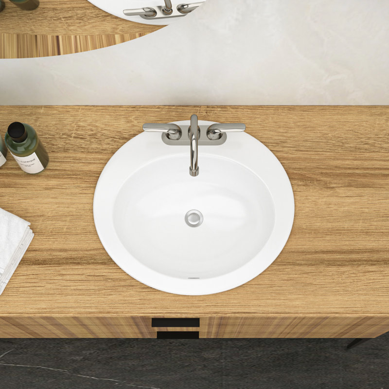 Lavabo de salle de bain ovale encastré en céramique 20 po x 18 po blanc - moderne, élégant, teinté - pour des réglages multiples 20 po x 18 po, design moderne, teinté, divers endroits