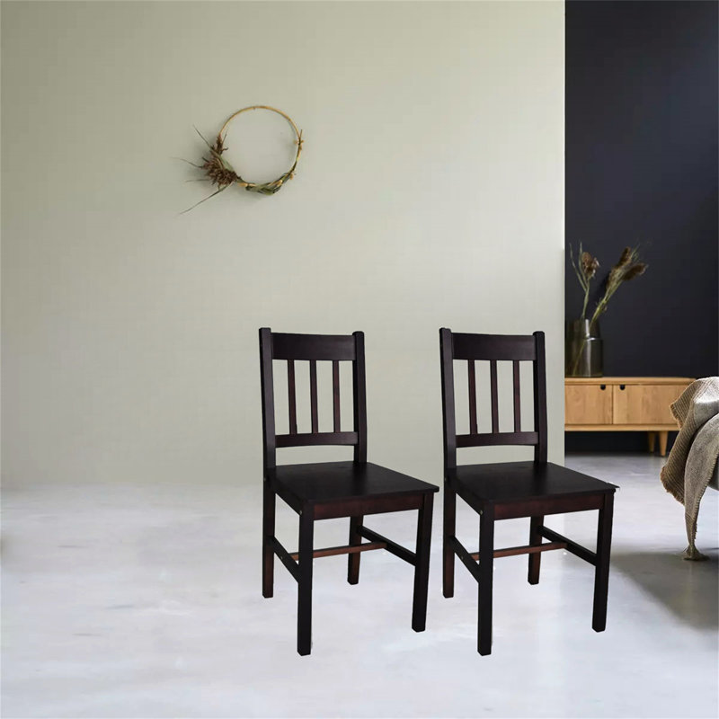 44.5 cm H Solid Wood Slat Back Dining Chair, Dark Brown