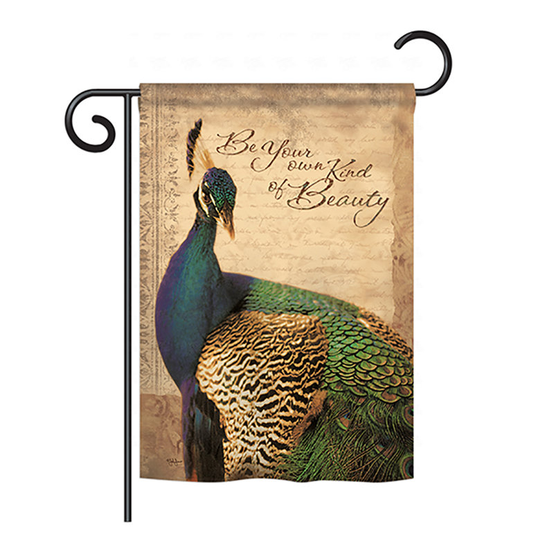 Multi-Color Polyester Peacock Garden Flag with Sleeve