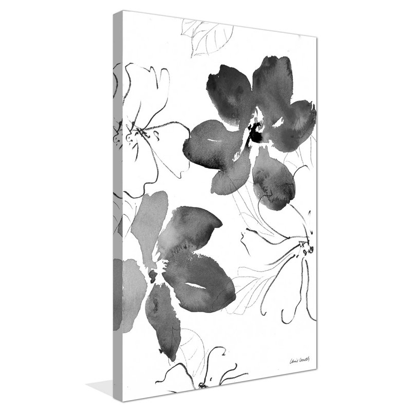 «Into Summer Black and White I», reproduction de peinture à l'aquarelle, H 40 po x l 24 po x P 1,5 po, Toile tendue