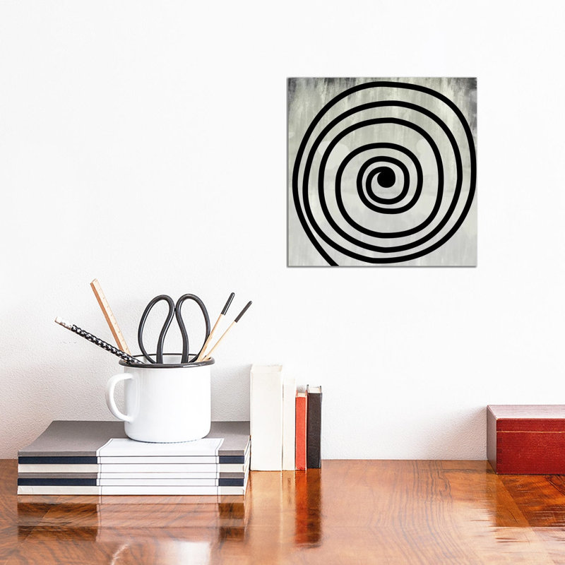 Mid Century Modern Art- Black Swirl by 5by5collective - Wrapped Canvas Print, 30.48 cm H x 30.48 cm W