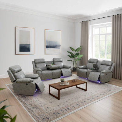 Meghan 3-Piece Faux Leather Power Reclining Living Room Sofa Set by Brayden Studio