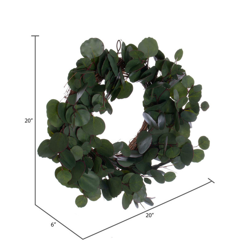 Faux Eucalyptus Polyester Wreath, 20" H x 6" W x 20" D